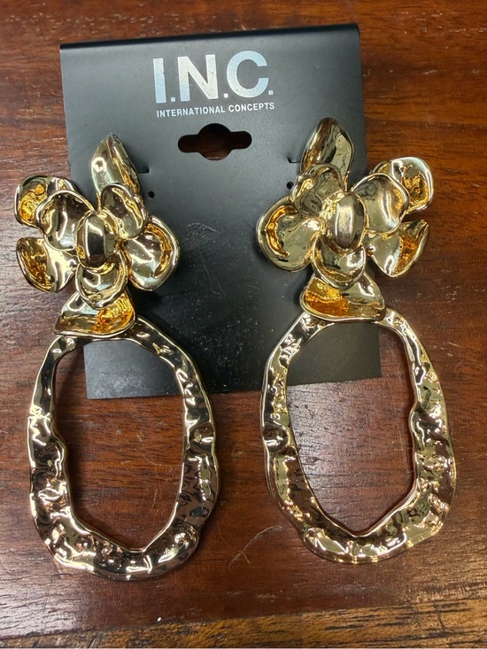 INC International Concepts Jewelry - INC International Concepts Shiny Gold Floral Open-Link Drop Earrings
